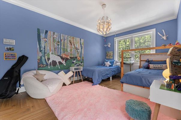 Bedroom, Interior, Pendant Lights, Wood Texture Flooring