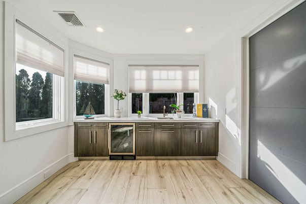 Interior, Kitchen, Recessed Lighting, Wood Texture Flooring