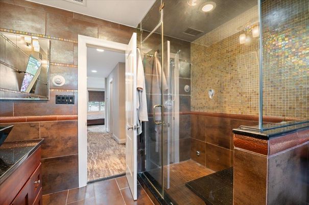Bathroom, Glass Shower, Interior, Recessed Lighting
