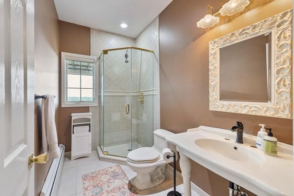Bathroom, Glass Shower, Interior, Recessed Lighting