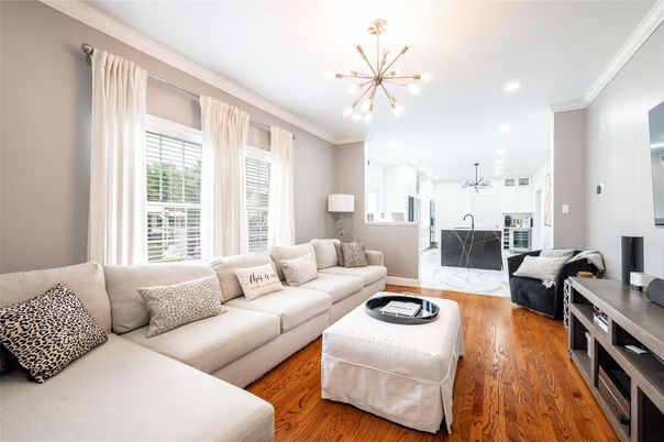 Interior, Kitchen, Living room, Pendant Lights, Recessed Lighting, Wood Texture Flooring