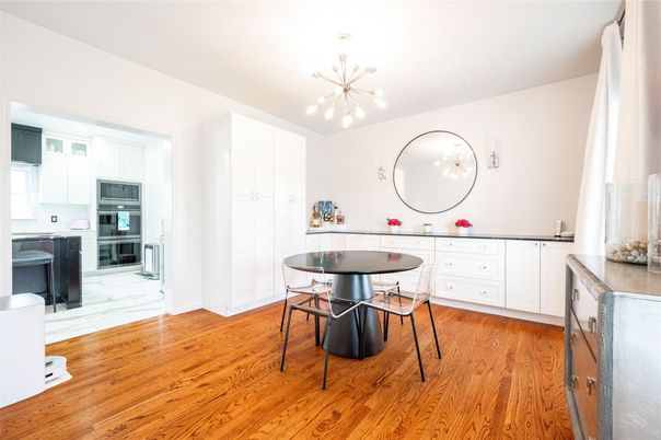 Dining room, Interior, Kitchen, Pendant Lights, Wood Texture Flooring
