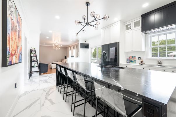 Interior, Kitchen, Marble, Pendant Lights, Recessed Lighting