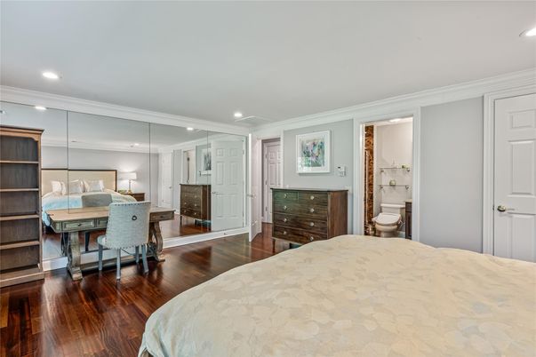 Bedroom, Home Office, Interior, Recessed Lighting, Wood Texture Flooring