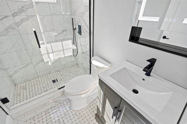 Bathroom, Glass Shower, Interior, Marble Walls