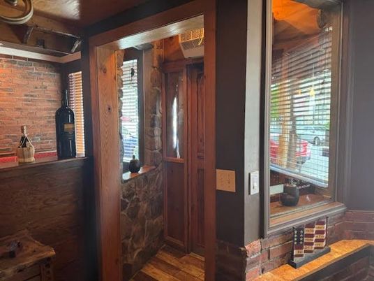 Interior, Stone Walls, Wood Texture Flooring