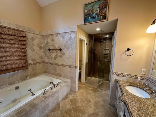 Bathroom, Dual Sink Vanities, Glass Shower, Interior, Recessed Lighting