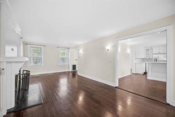 Empty room, Fireplace, Interior, Kitchen, Wood Texture Flooring