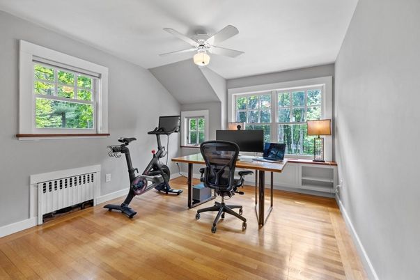 Fitness Equipment, Home Office, Interior, Wood Texture Flooring