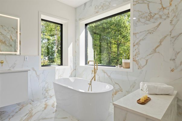 Bathroom, Free Standing Baths, Interior, Marble, Marble Walls