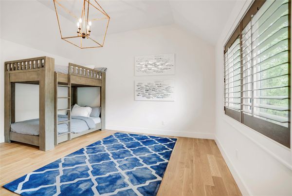 Bedroom, Interior, Pendant Lights, Wood Texture Flooring