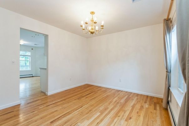 Chandelier, Empty room, Interior, Recessed Lighting, Wood Texture Flooring