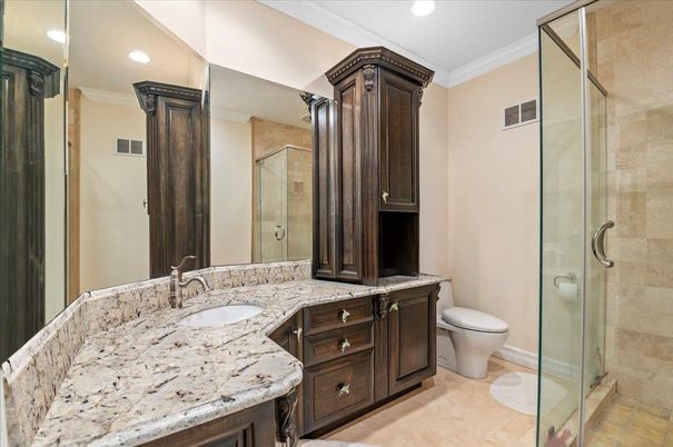 Bathroom, Glass Shower, Interior, Recessed Lighting