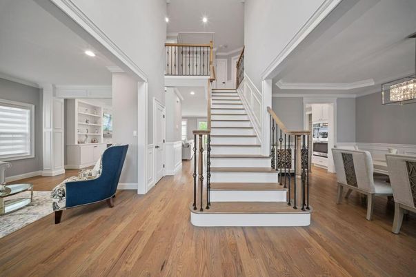 Dining room, Interior, Recessed Lighting, Wood Texture Flooring