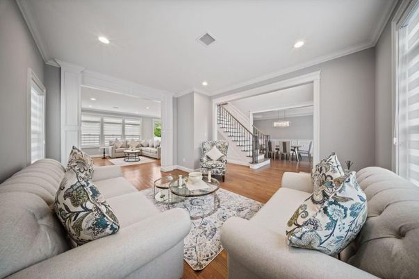 Interior, Living room, Recessed Lighting, Wood Texture Flooring