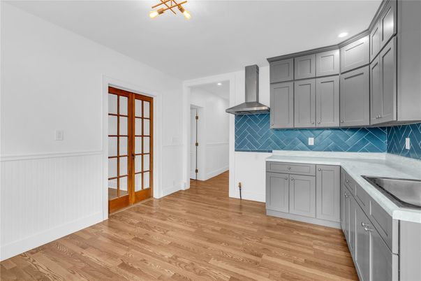 Interior, Kitchen, Recessed Lighting, Wood Texture Flooring