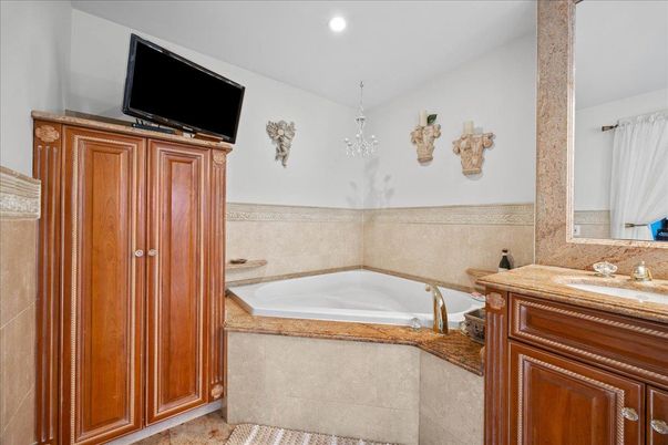 Bathroom, Chandelier, Interior, Recessed Lighting