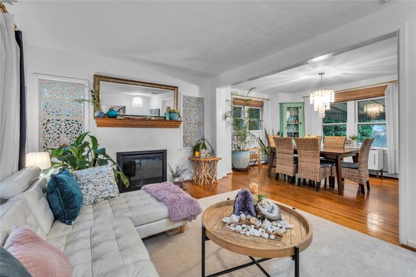 Chandelier, Dining room, Fireplace, Interior, Living room, Wood Texture Flooring