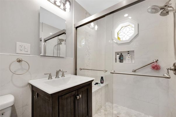 Bathroom, Glass Shower, Interior, Recessed Lighting