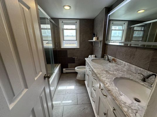 Bathroom, Dual Sink Vanities, Glass Shower, Interior, Recessed Lighting