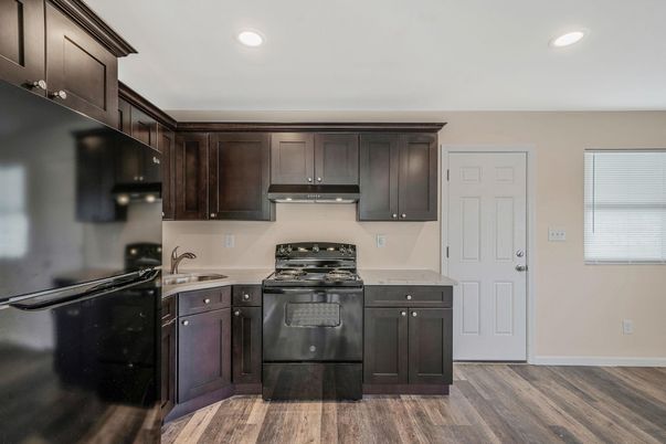 Interior, Kitchen, Recessed Lighting, Wood Texture Flooring