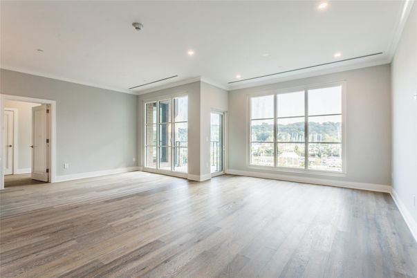 Empty room, Interior, Recessed Lighting, Wood Texture Flooring