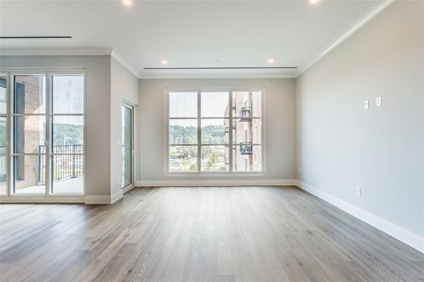 Empty room, Interior, Recessed Lighting, Wood Texture Flooring