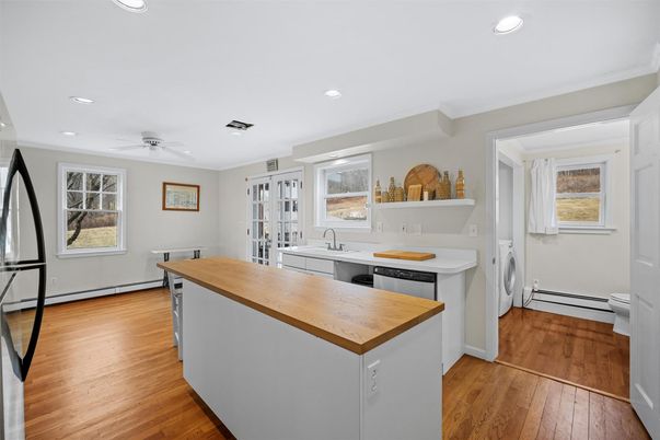 Interior, Kitchen, Recessed Lighting, Wood Texture Flooring