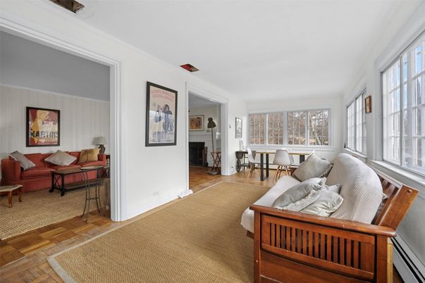 Dining room, Fireplace, Interior, Living room, Wood Texture Flooring