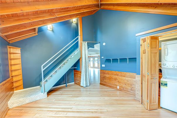 Interior, Utility Closets, Washer, Wooden Beams, Wooden Ceilings, Wood Texture Flooring, Wooden Walls