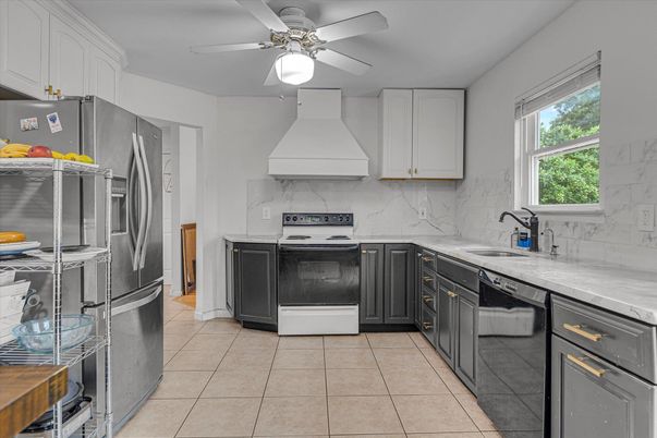 Interior, Kitchen, Marble Walls, Stainless Steel Appliances