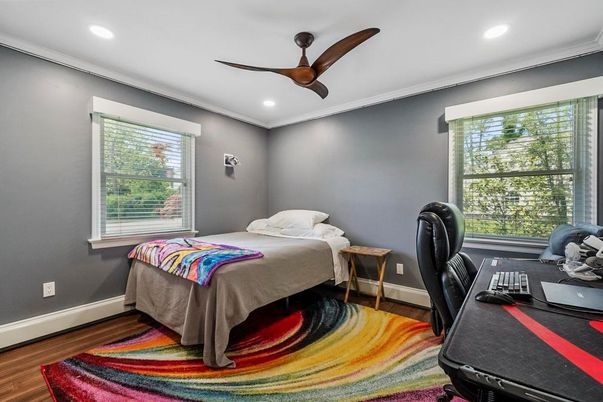 Bedroom, Home Office, Interior, Recessed Lighting, Wood Texture Flooring