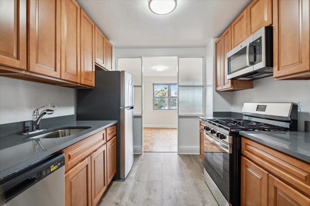 Interior, Kitchen, Stainless Steel Appliances, Wood Texture Flooring