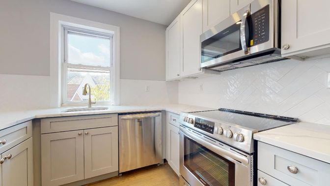 Interior, Kitchen, Stainless Steel Appliances, Wood Texture Flooring
