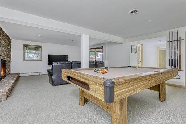 Billiard Table, Fireplace, Game Room, Interior, Recessed Lighting