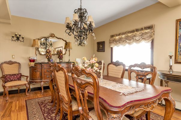 Chandelier, Dining room, Interior, Wood Texture Flooring