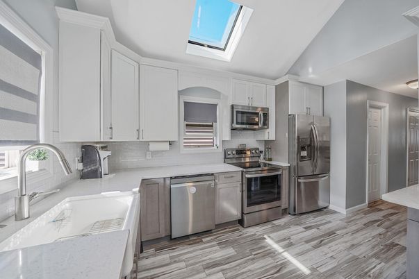 Interior, Kitchen, Stainless Steel Appliances, Wood Texture Flooring