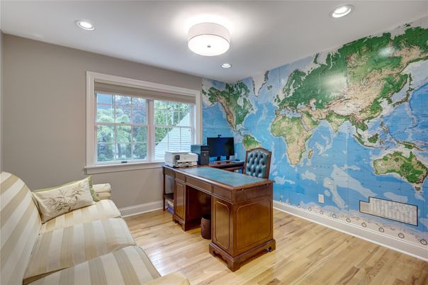 Home Office, Interior, Recessed Lighting, Wood Texture Flooring