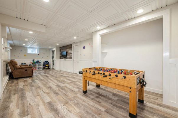 Game Room, Interior, Recessed Lighting, Wood Texture Flooring