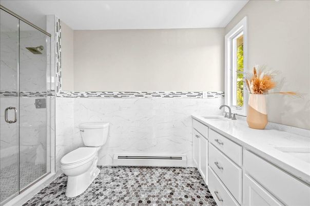 Bathroom, Glass Shower, Interior, Marble Walls