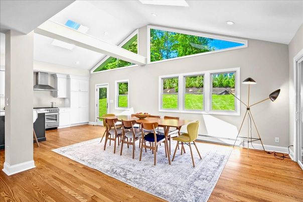 Dining room, Interior, Kitchen, Recessed Lighting, Wood Texture Flooring