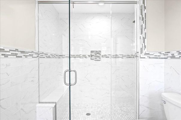 Bathroom, Glass Shower, Interior, Marble Walls