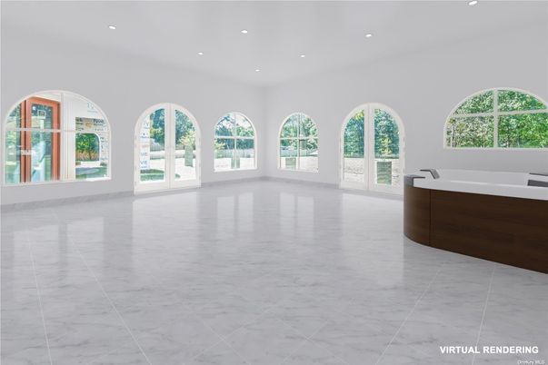 Bathroom, Empty room, Interior, Marble, Recessed Lighting