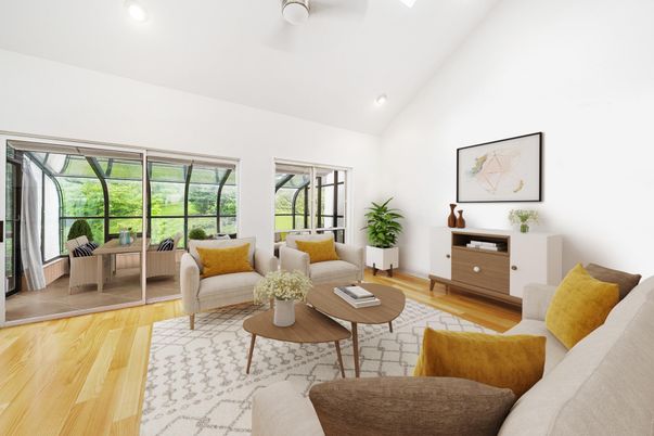 Interior, Living room, Recessed Lighting, Wood Texture Flooring