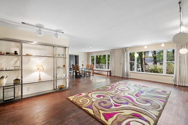 Dining room, Interior, Recessed Lighting, Wood Texture Flooring