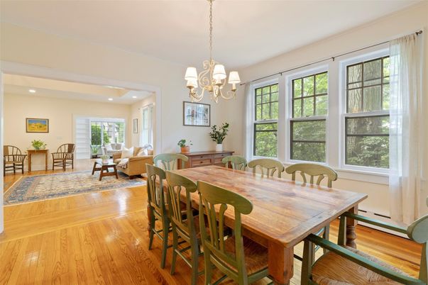 Chandelier, Dining room, Interior, Living room, Recessed Lighting, Wood Texture Flooring