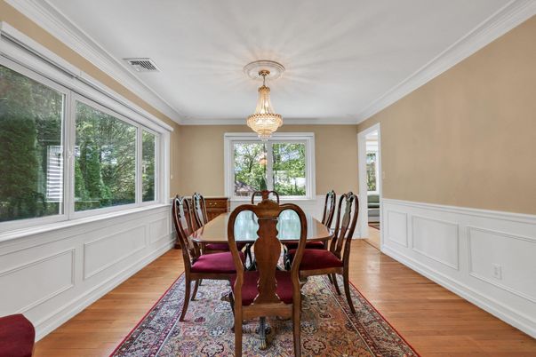 Chandelier, Dining room, Interior, Wood Texture Flooring