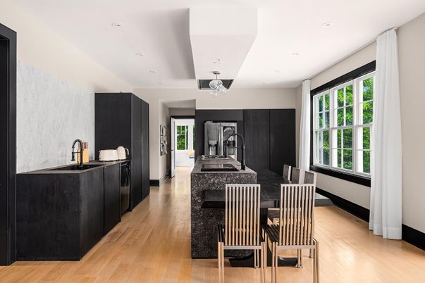 Dining room, Interior, Kitchen, Recessed Lighting, Wood Texture Flooring