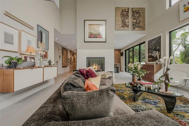 Fireplace, Interior, Living room, Recessed Lighting