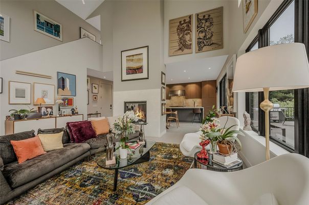 Fireplace, Interior, Living room, Recessed Lighting
